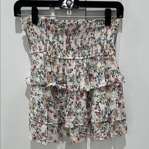 Olivaceous Floral Smocked Skirt